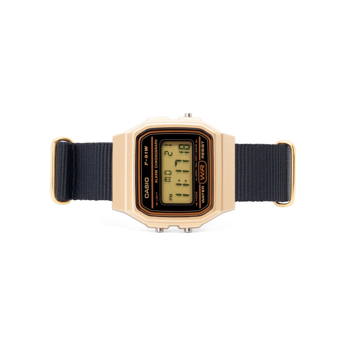Black Watch Strap with Brushed Gold Hardware - 18mm