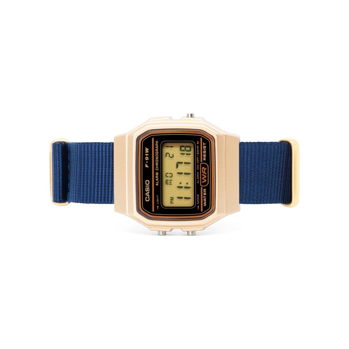 Navy Blue Watch Strap with Brushed Gold Hardware - 18mm