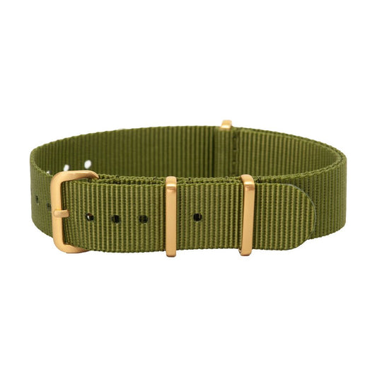 Green watch Strap with Brushed Gold Hardware - 18mm