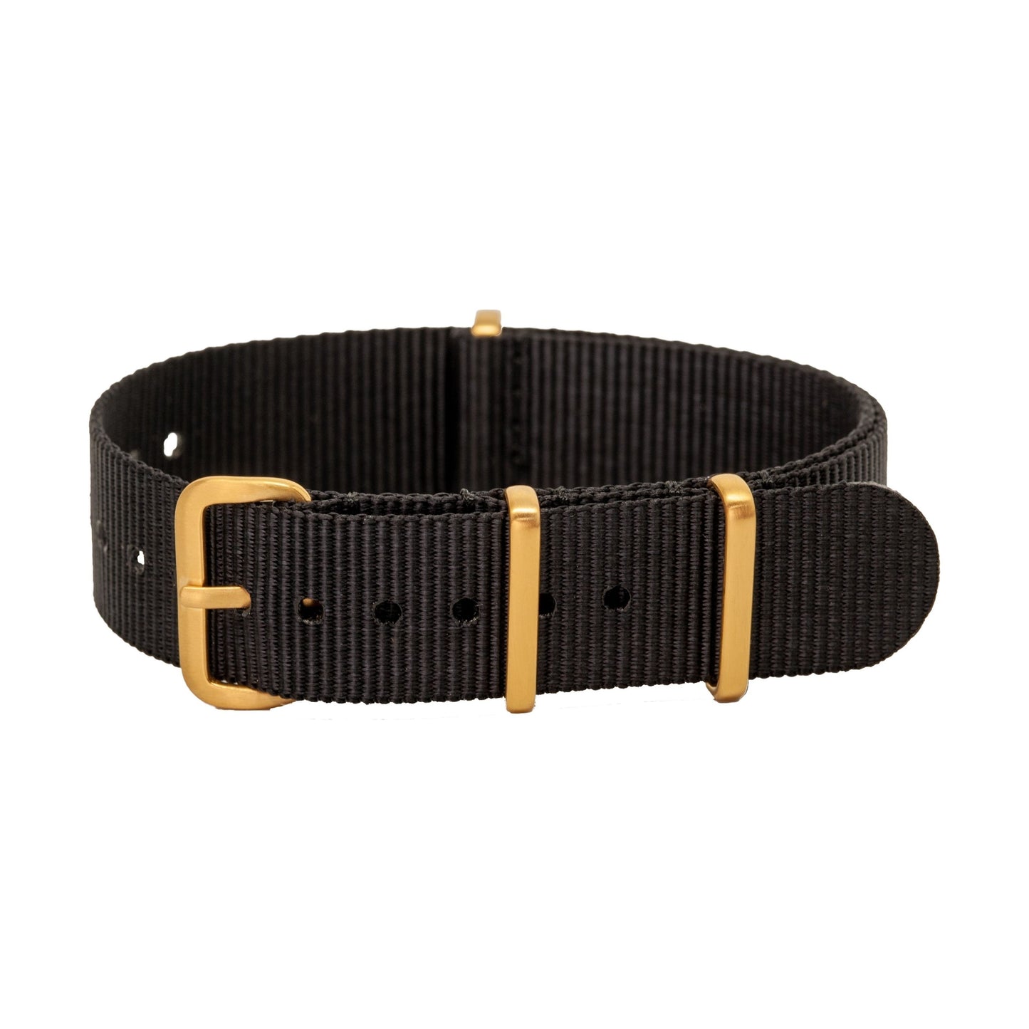 Black Watch Strap with Brushed Gold Hardware - 18mm