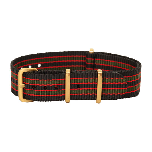 Bond Watch Strap with Brushed Gold Hardware - 18mm