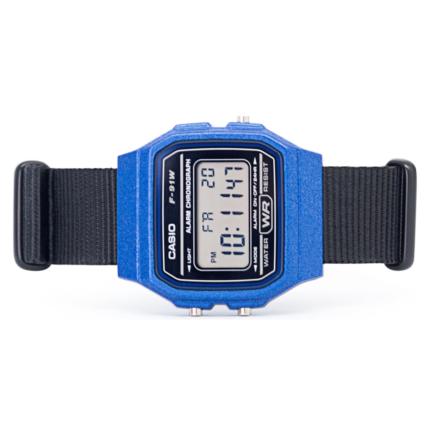 Blue Casio f91W with Black Strap