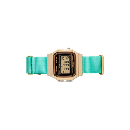 Pastel Teal Watch Strap with Brushed Gold Hardware - 18mm