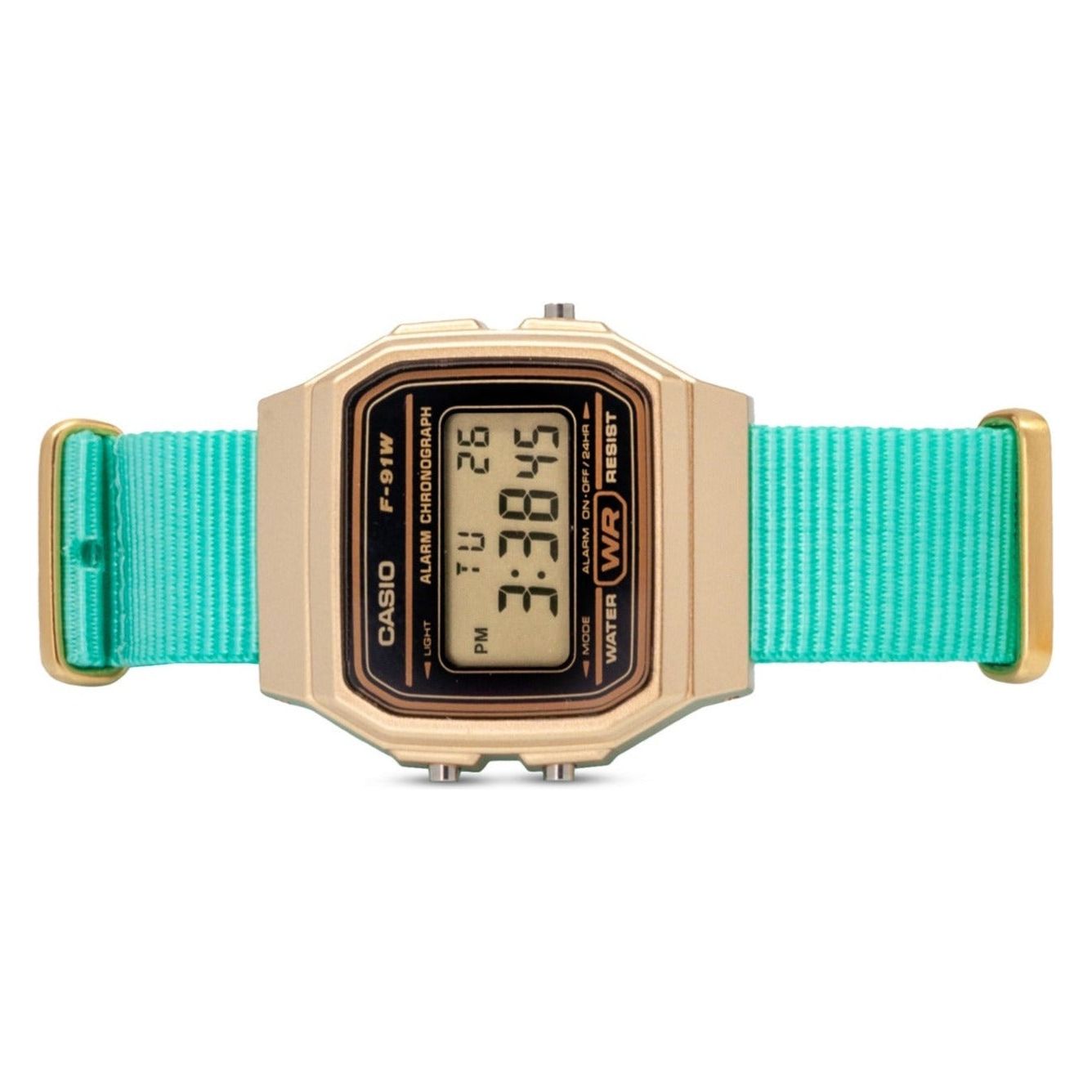 Custom Gold f91W on Teal Strap