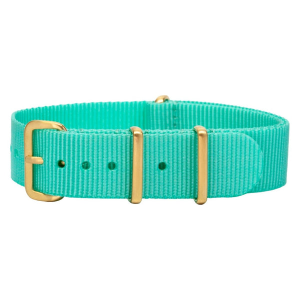Pastel Teal Watch Strap with Brushed Gold Hardware - 18mm