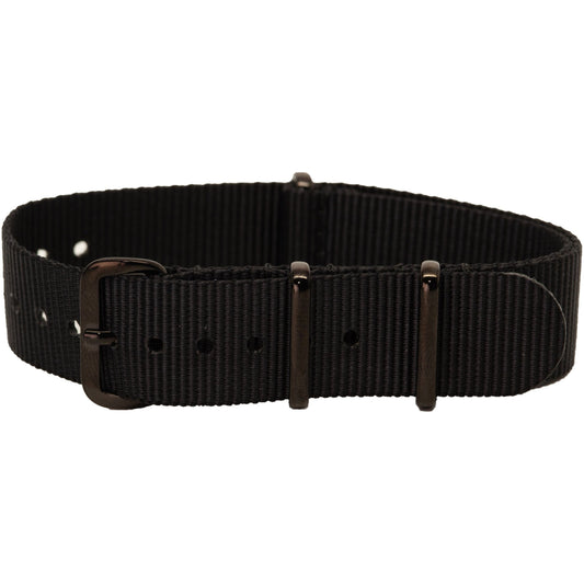 Black Watch Strap with Black Hardware - 18mm