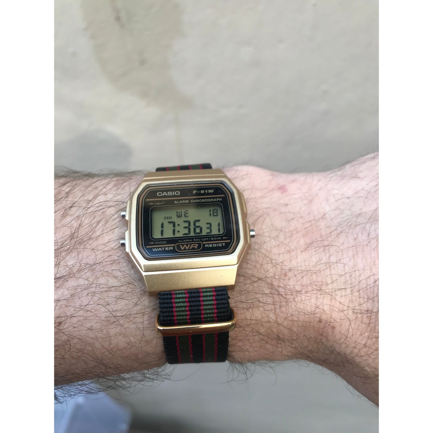 Gold Casio f91W with Classic Bond Strap