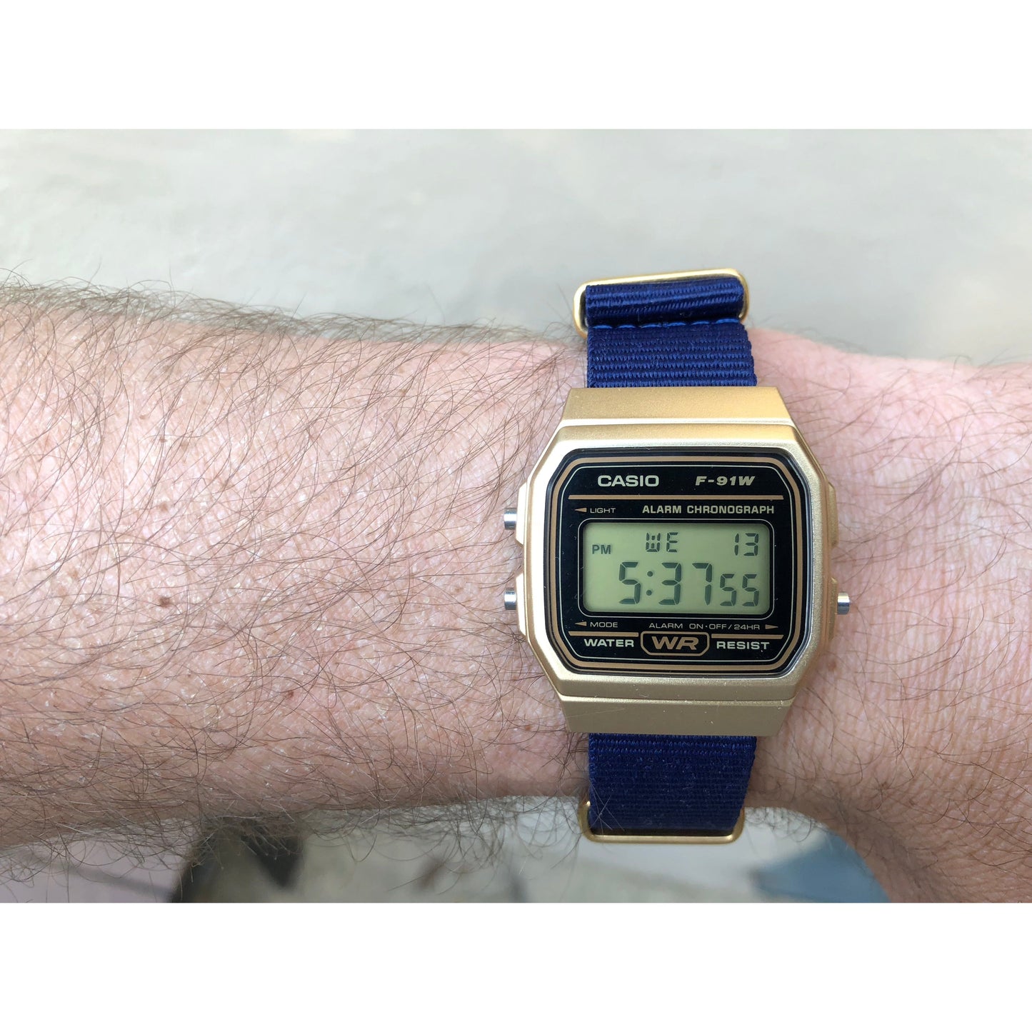 Custom Gold f91W on Blue Strap