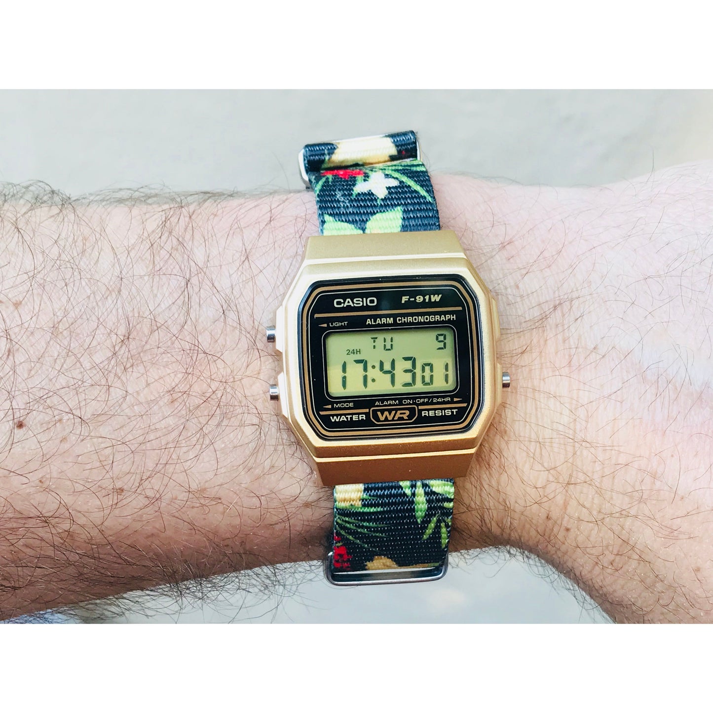 Custom Casio f91W on Floral  Strap