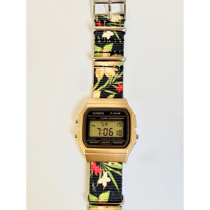 Custom Casio f91W on Floral  Strap