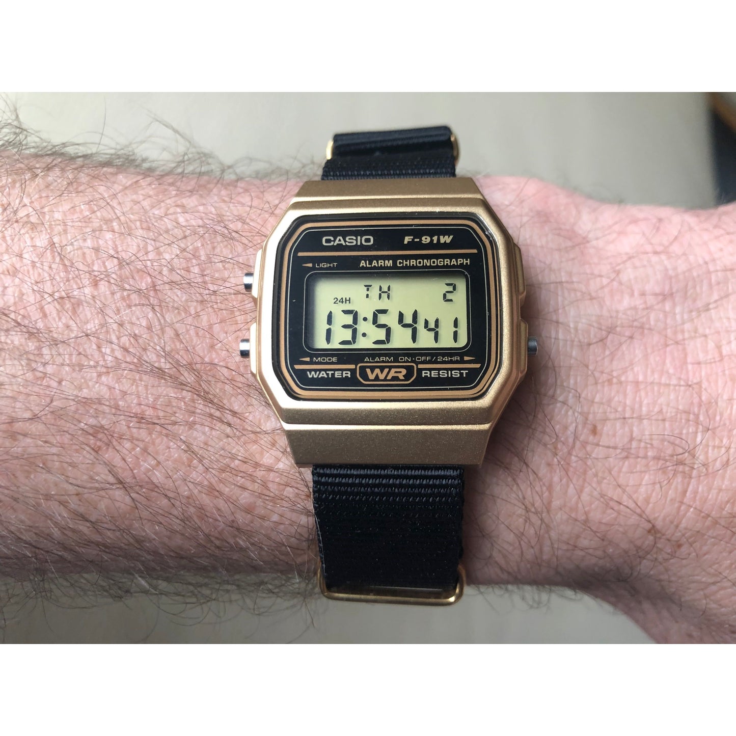 Custom Gold f91W on Black Strap